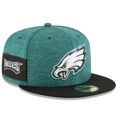 Men's Philadelphia Eagles New Era Midnight Green/Black 2018 NFL Sideline Home Official 59FIFTY Fitted Hat 3058344